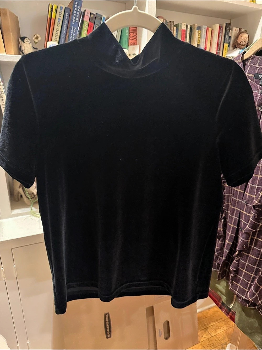 Madewell Velvet Mockneck Tee Velvet Top in Black Small